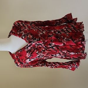 Texture red and black Blouse. Size 14
